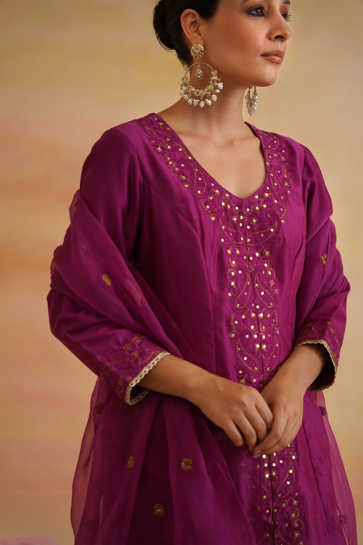 Ruhani Burgundy Sharara