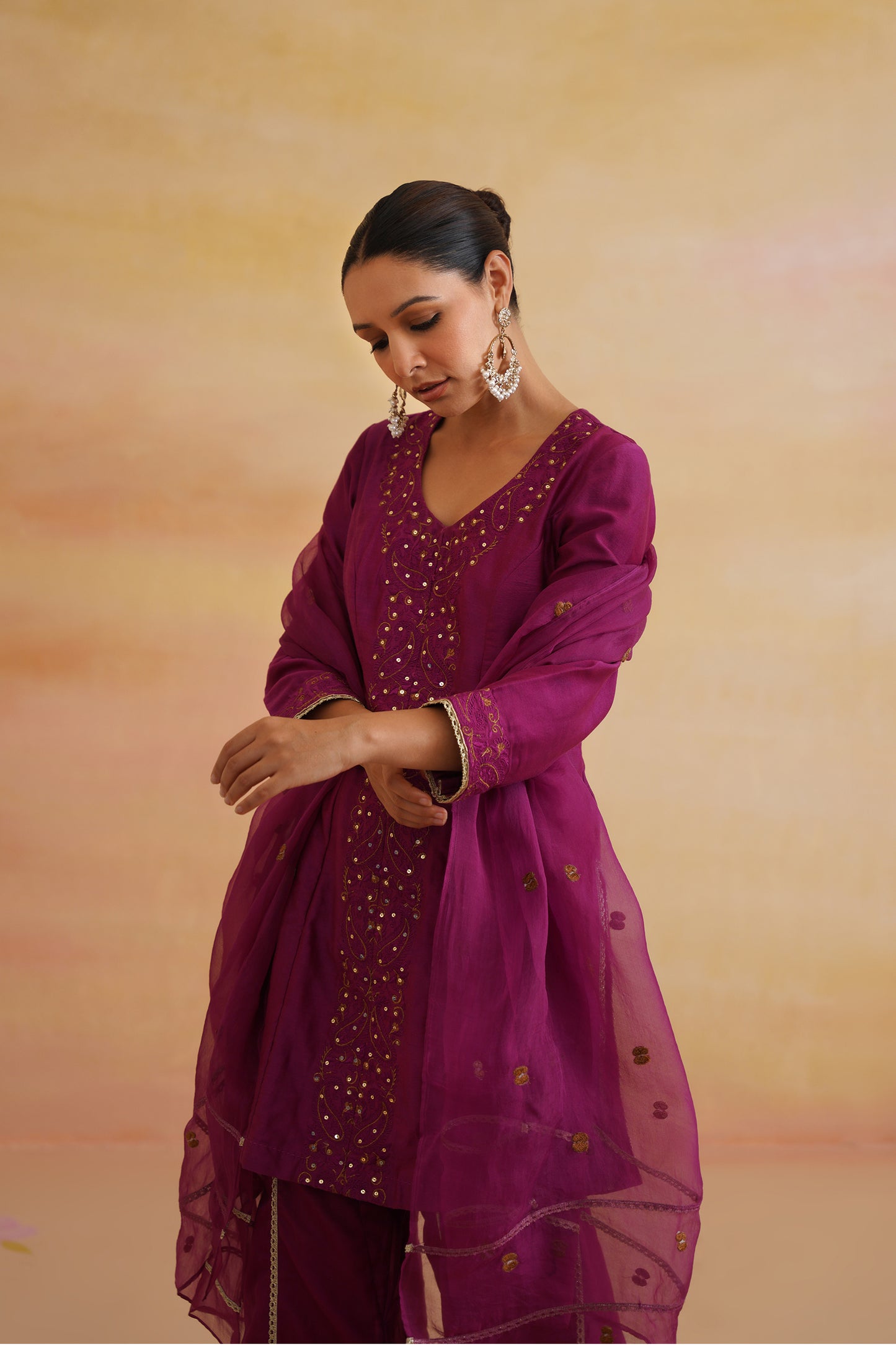 Ruhani Burgundy Sharara