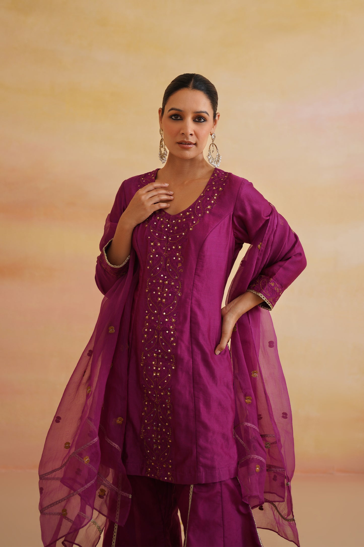 Ruhani Burgundy Sharara