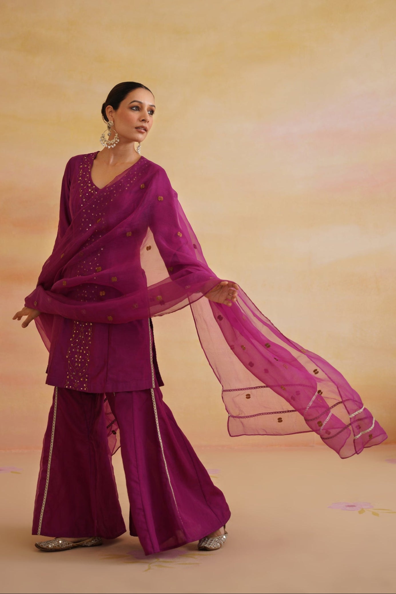 Ruhani Burgundy Sharara