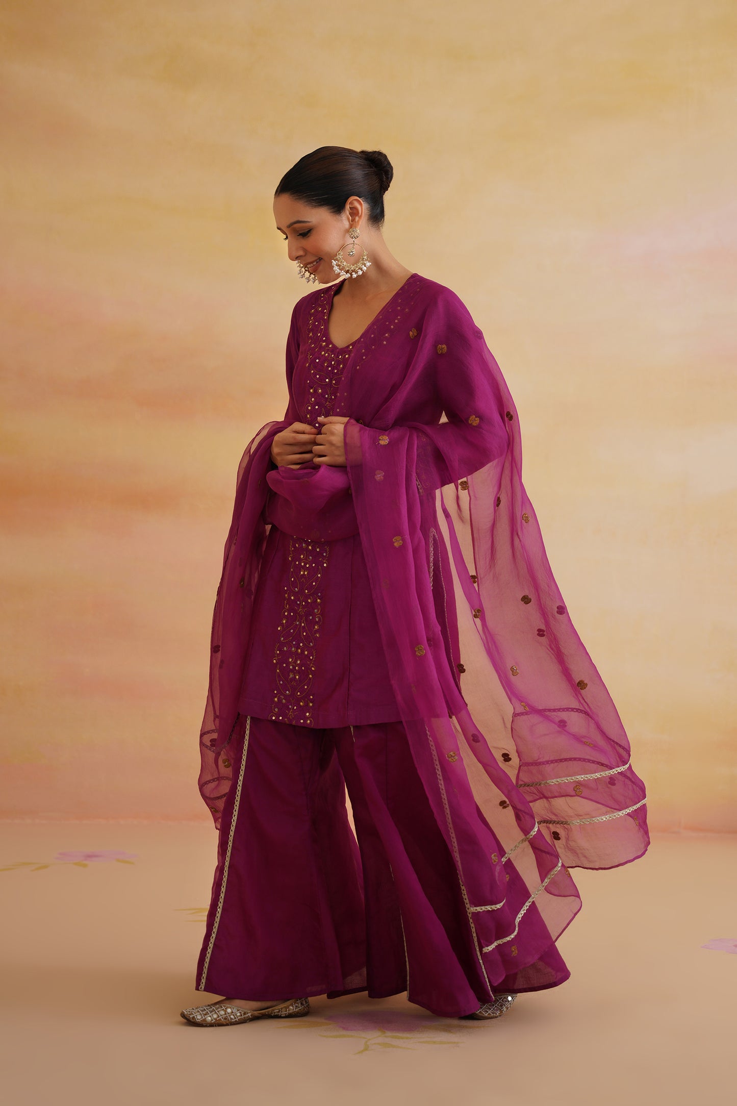 Ruhani Burgundy Sharara