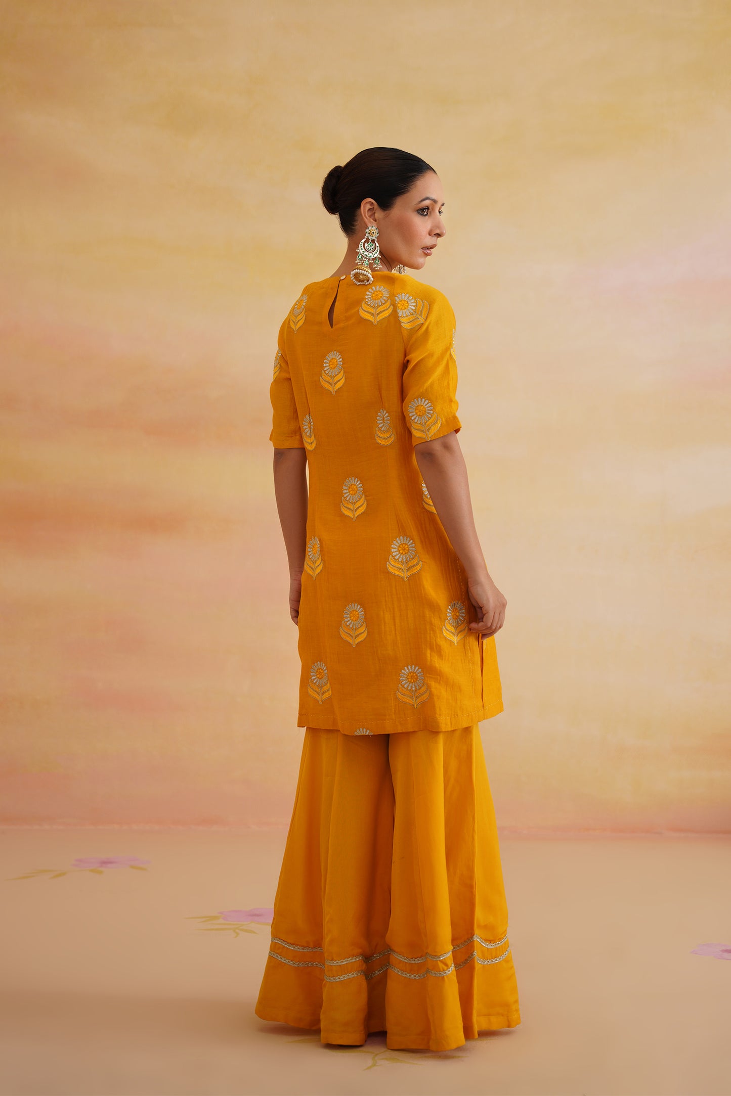 Heer Mustard Sharara With Sleeves