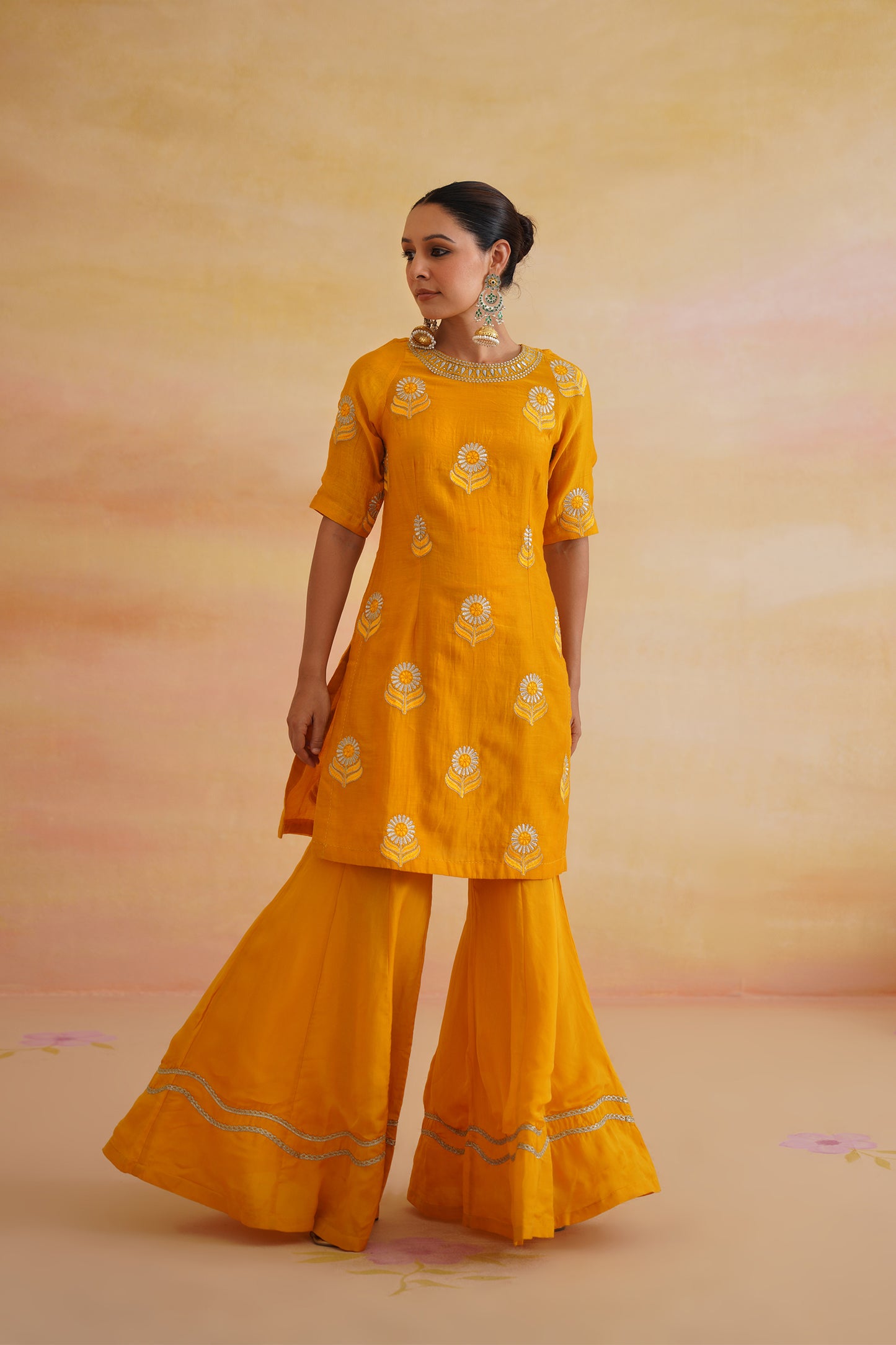 Heer Mustard Sharara With Sleeves