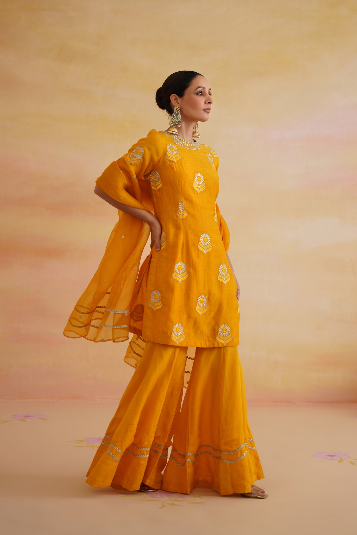 Heer Mustard Sharara With Sleeves