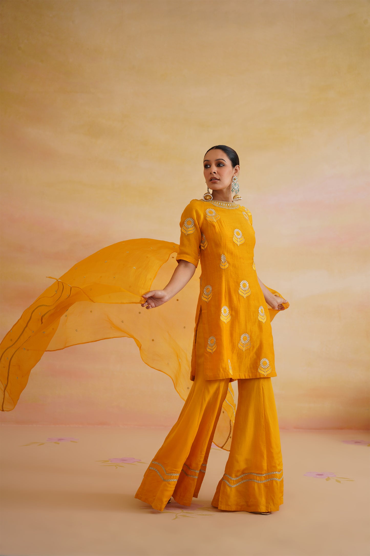 Heer Mustard Sharara With Sleeves