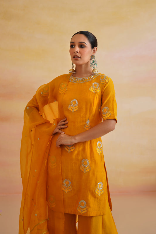 Heer Mustard Sharara With Sleeves