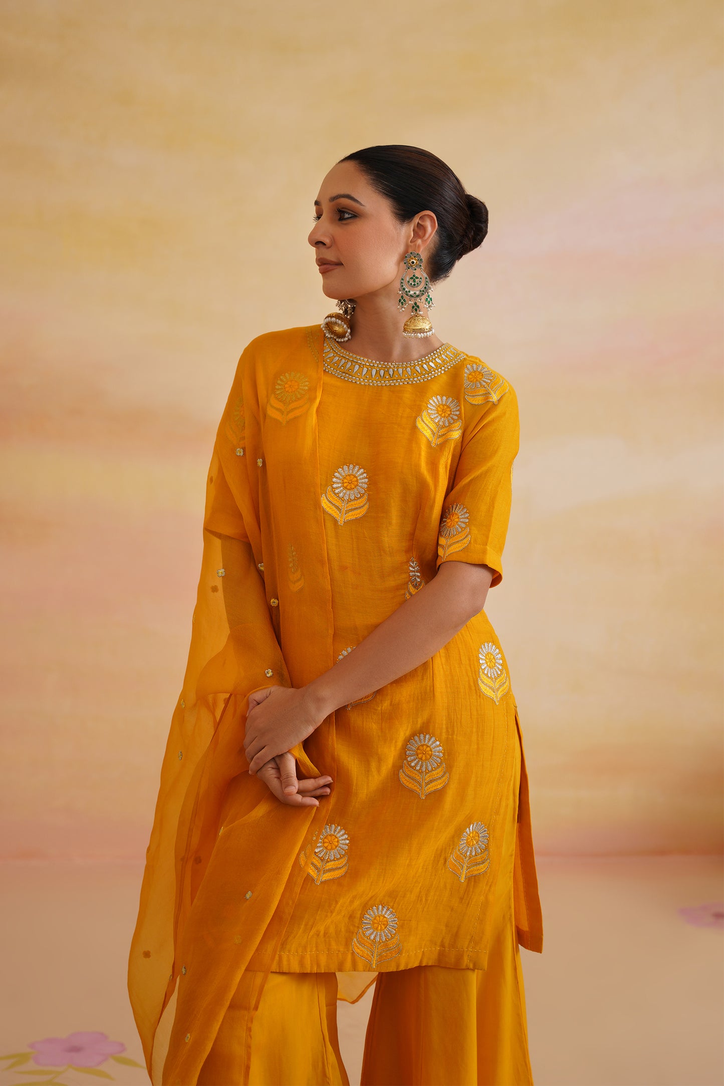 Heer Mustard Sharara With Sleeves
