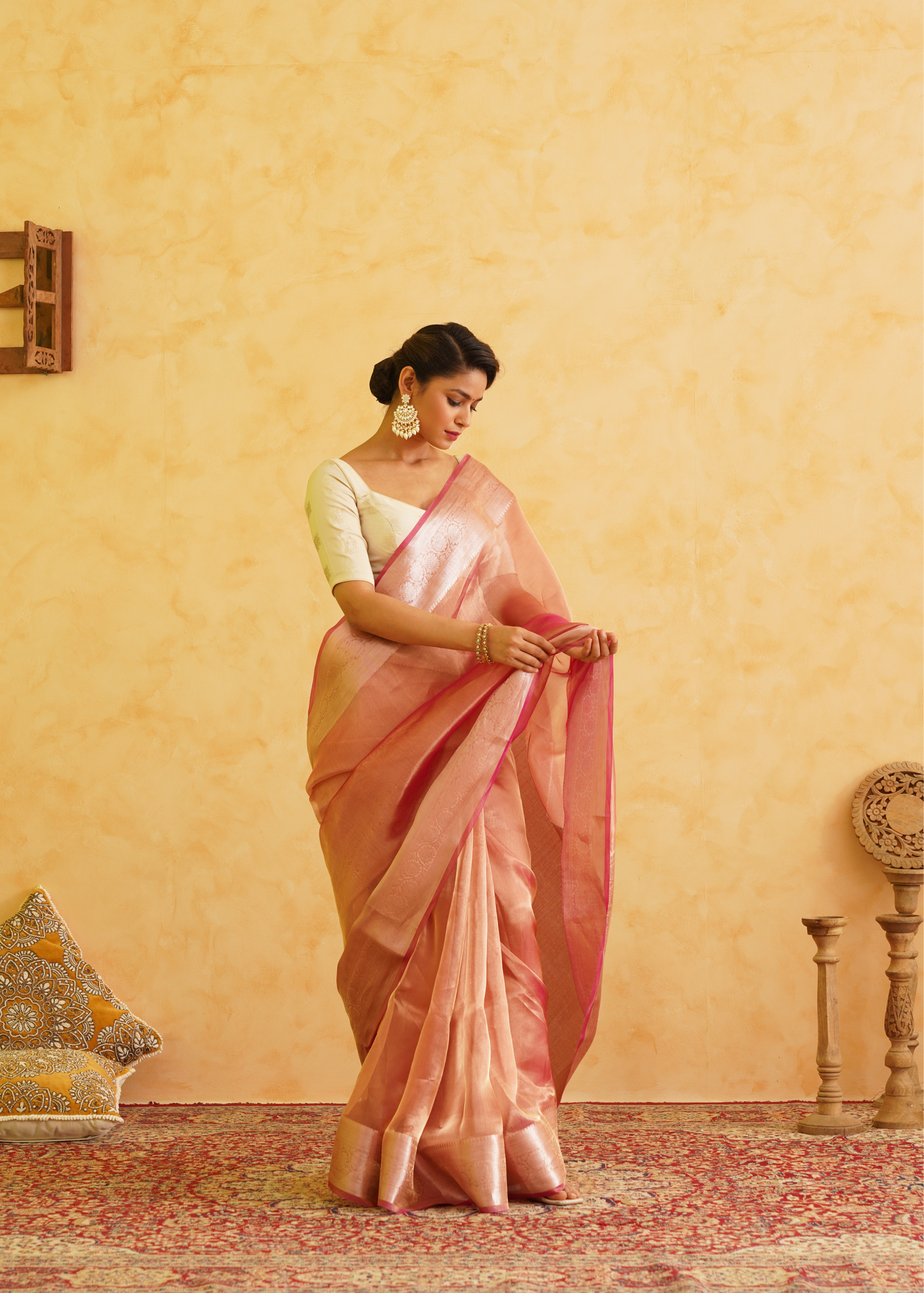 Gulabi Pink Pure Tissue Handloom Banarasi Saree