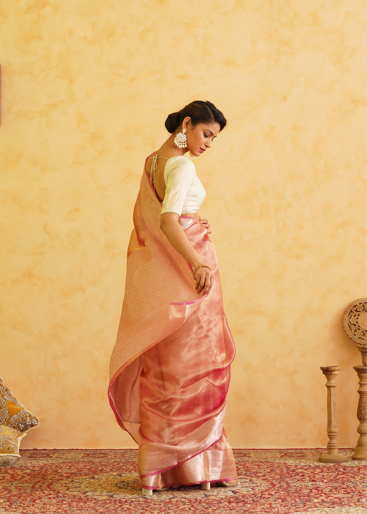 Gulabi Pink Pure Tissue Handloom Banarasi Saree