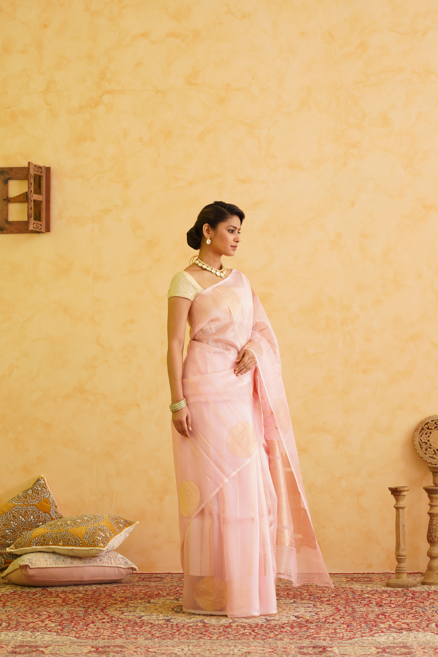 Light Pink Pure Kora Silk Handloom Banarasi Saree