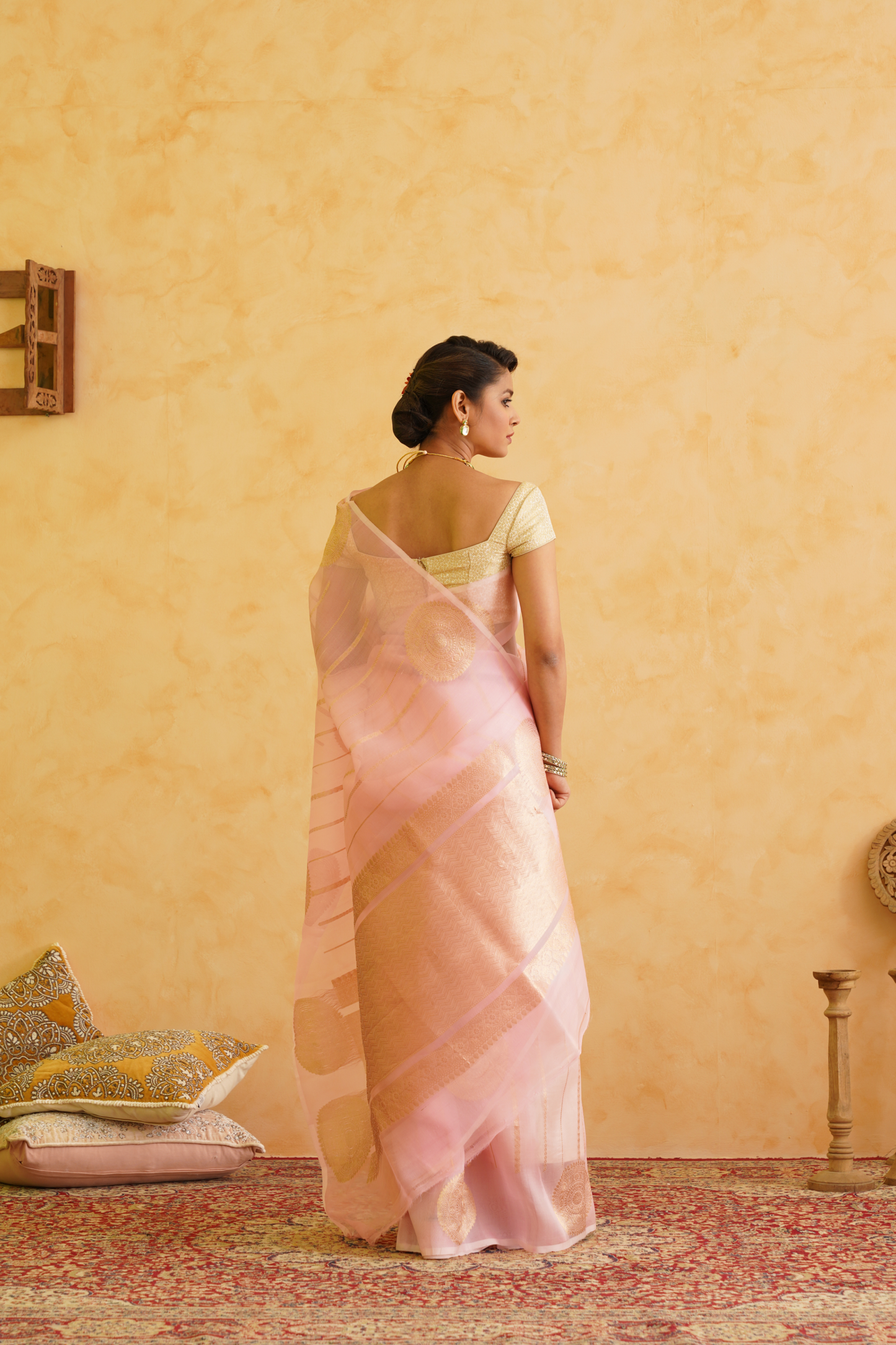 Light Pink Pure Kora Silk Handloom Banarasi Saree