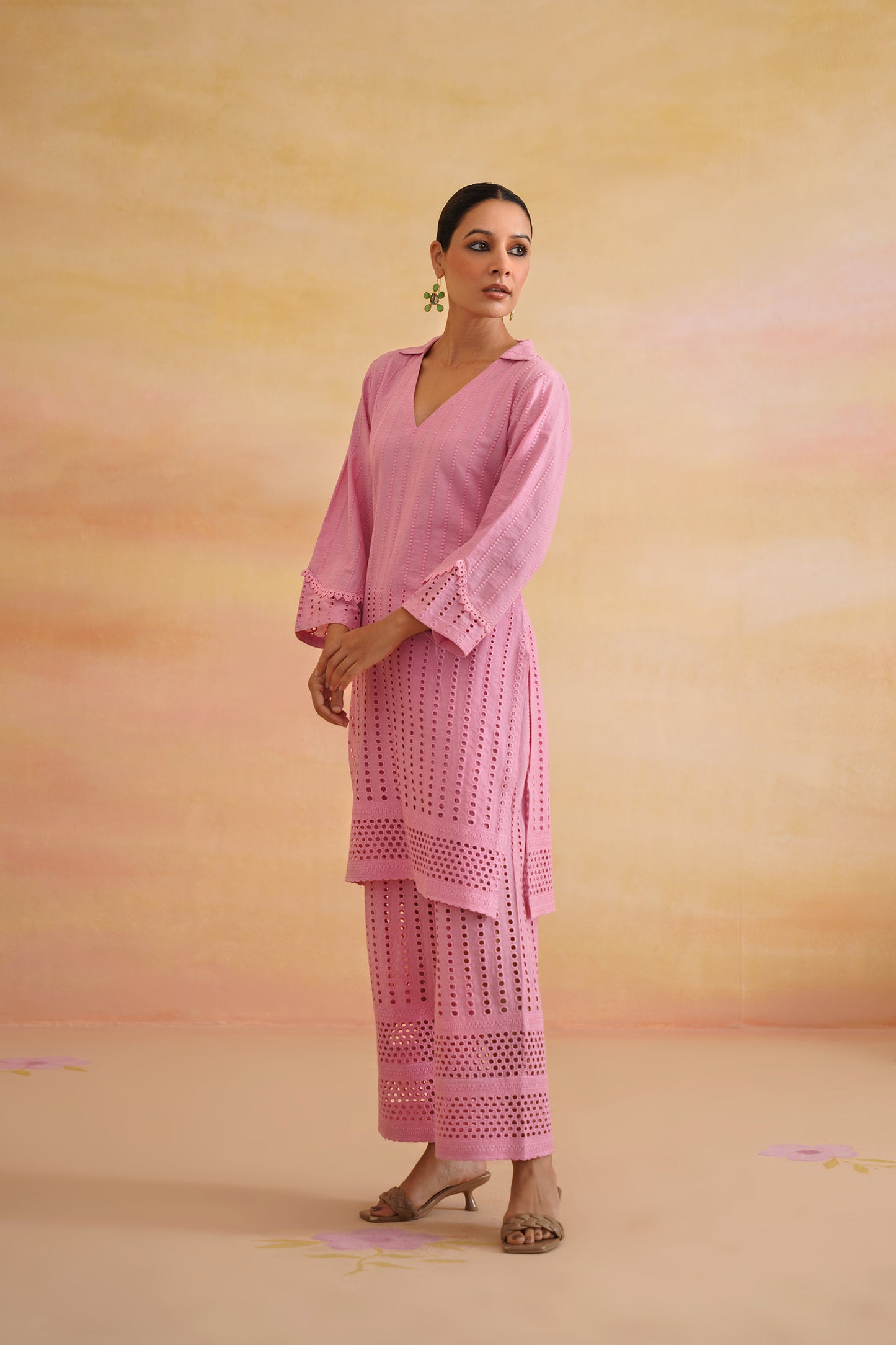 Zeenat bubblegum pink kurta