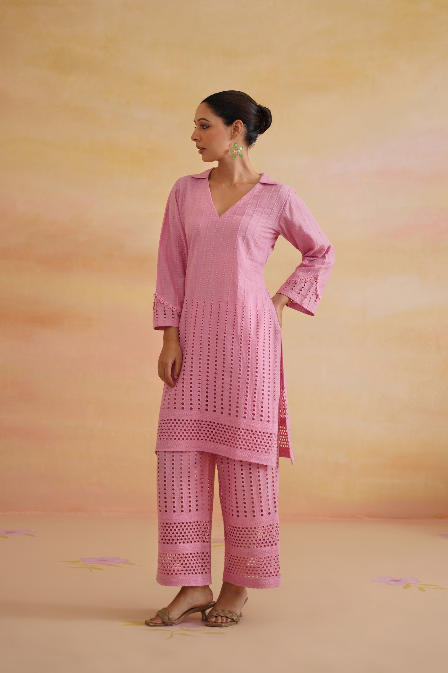 Zeenat bubblegum pink kurta