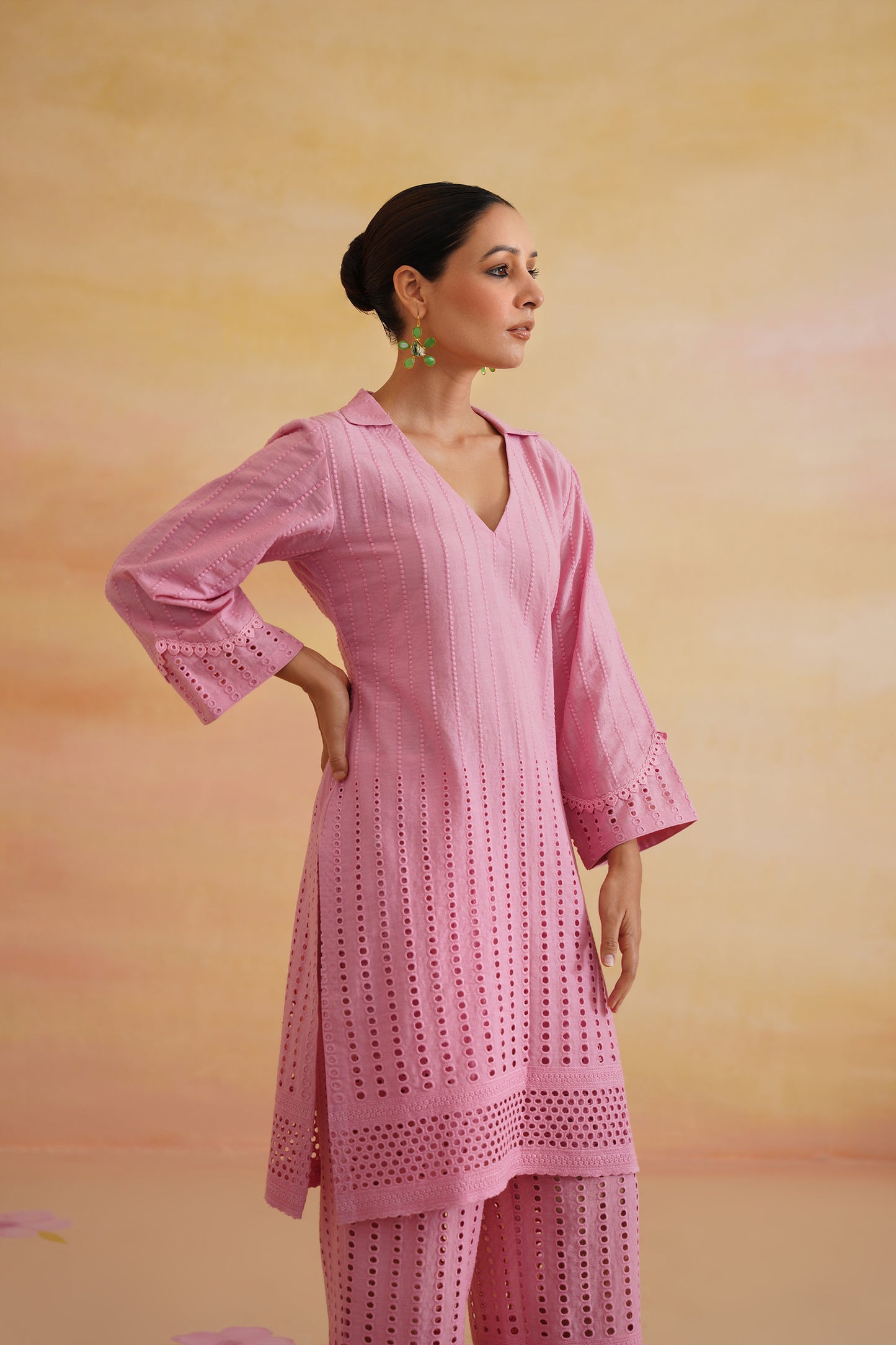 Zeenat bubblegum pink kurta