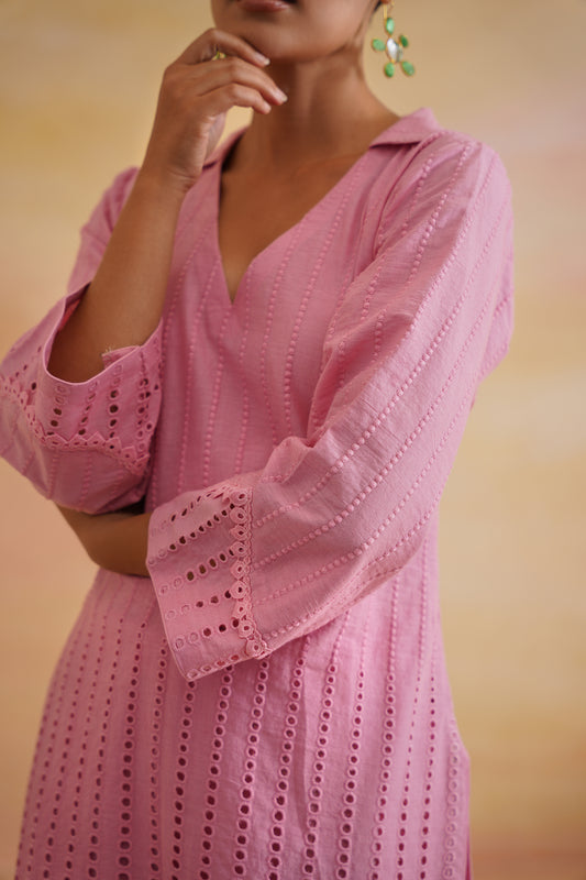 Zeenat bubblegum pink kurta