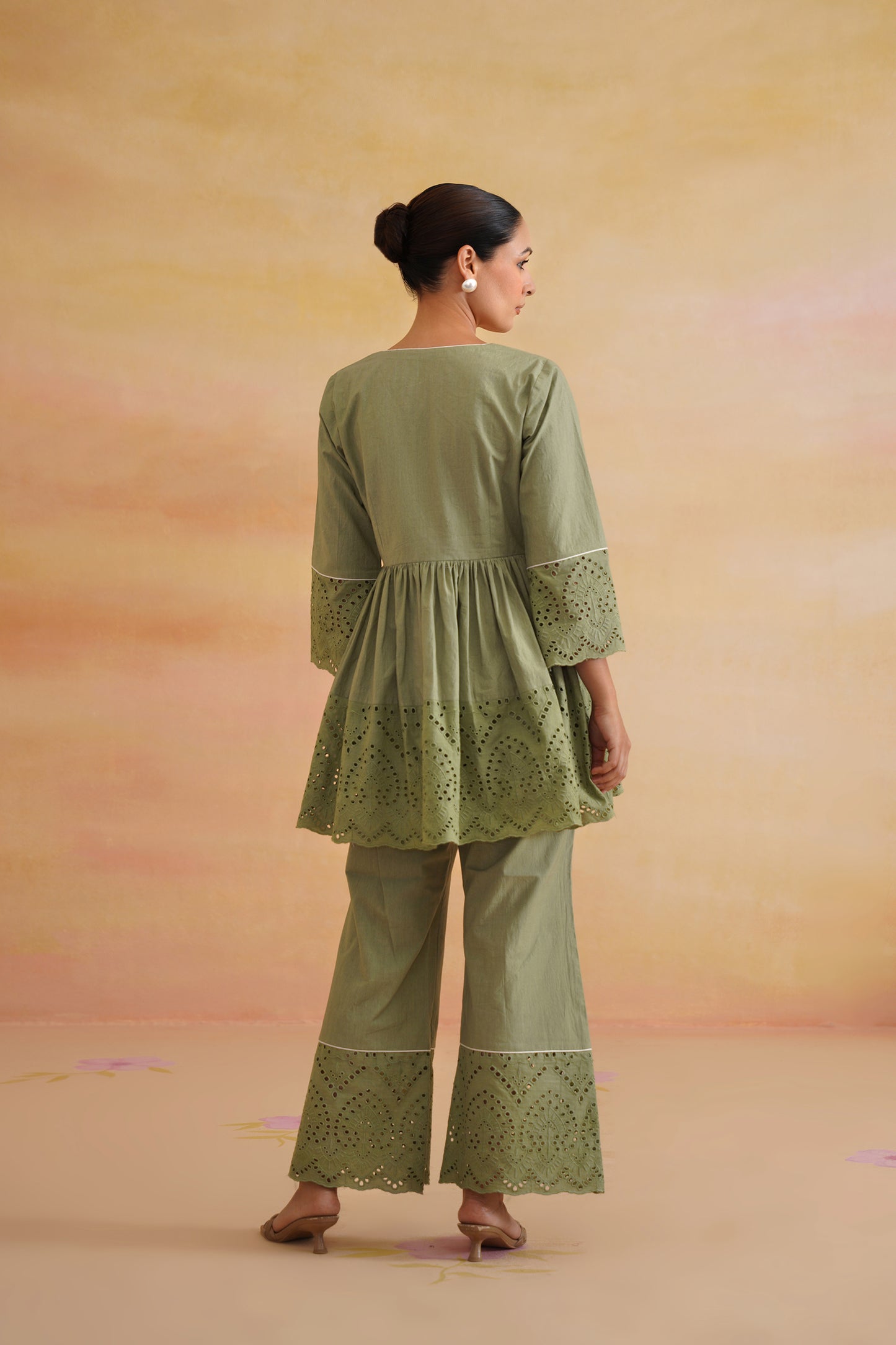 Nayra Green Peplum Set