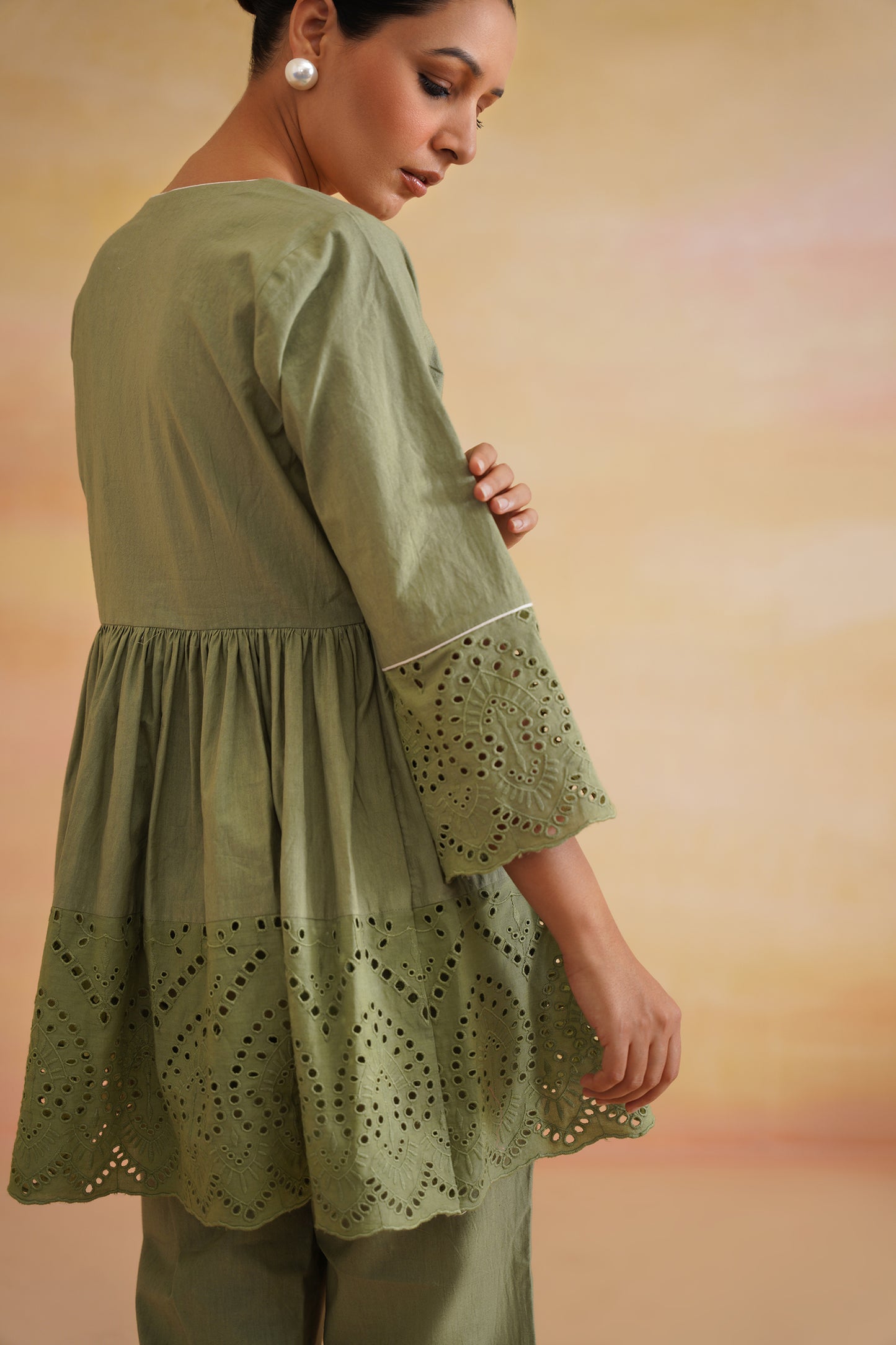 Nayra Green Peplum Set