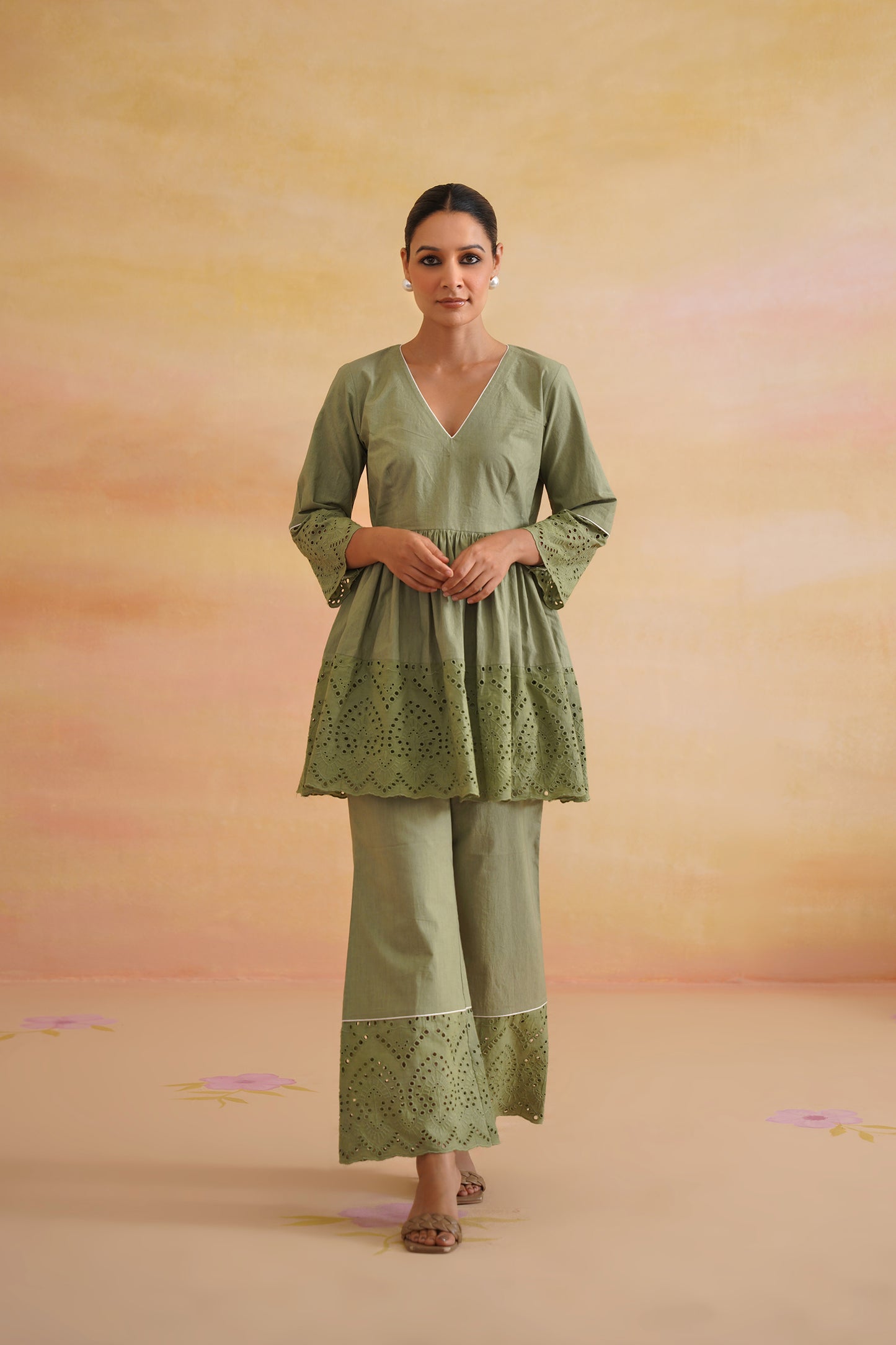 Nayra Green Peplum Set