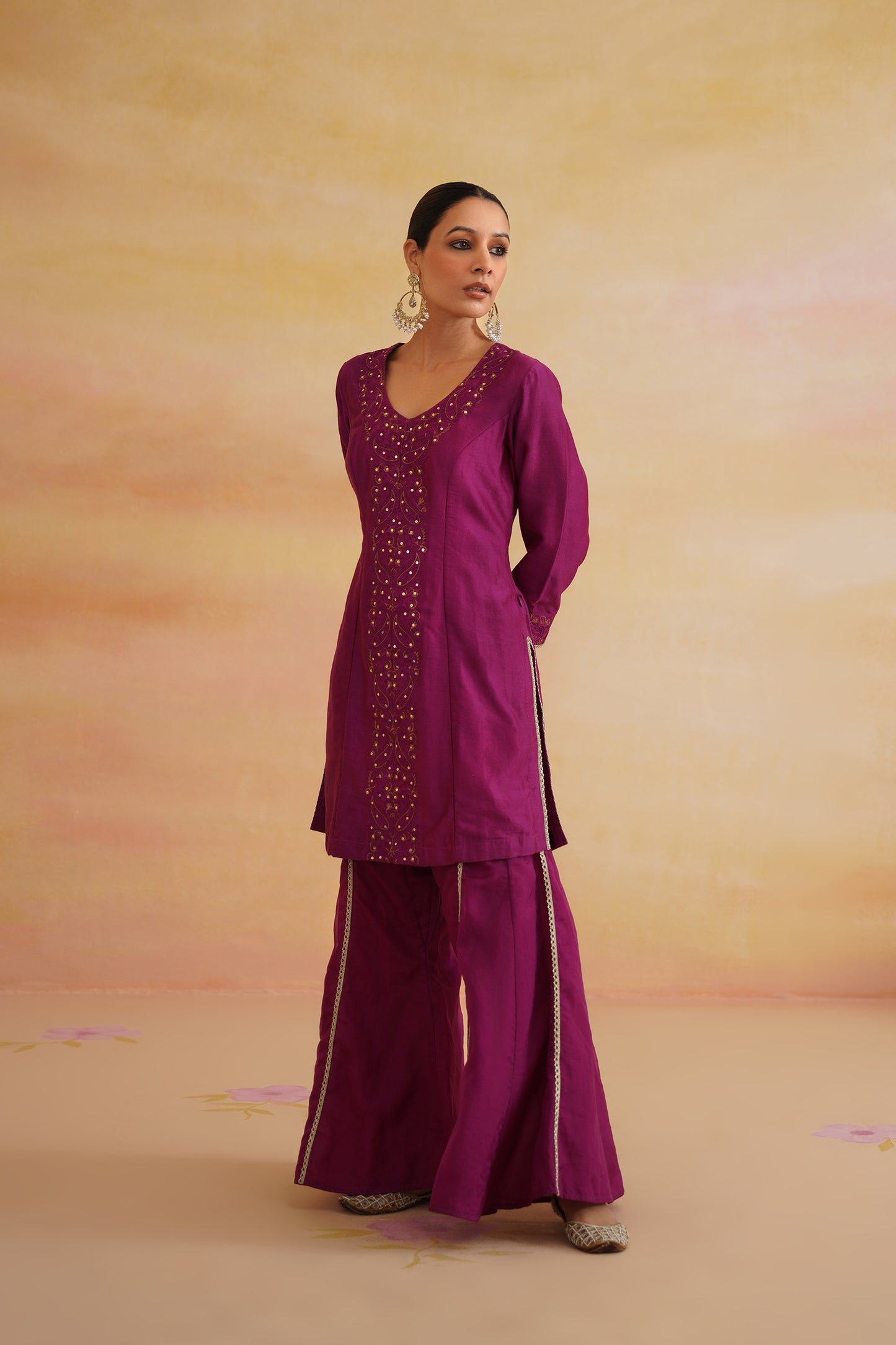 Ruhani Burgundy Sharara
