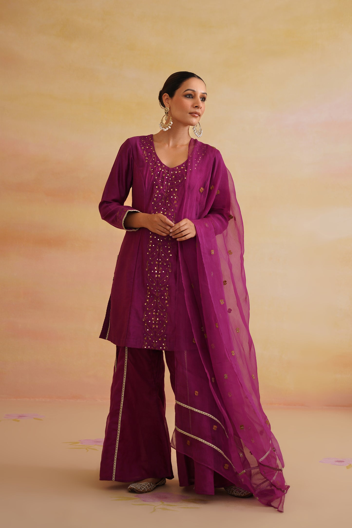 Ruhani Burgundy Sharara