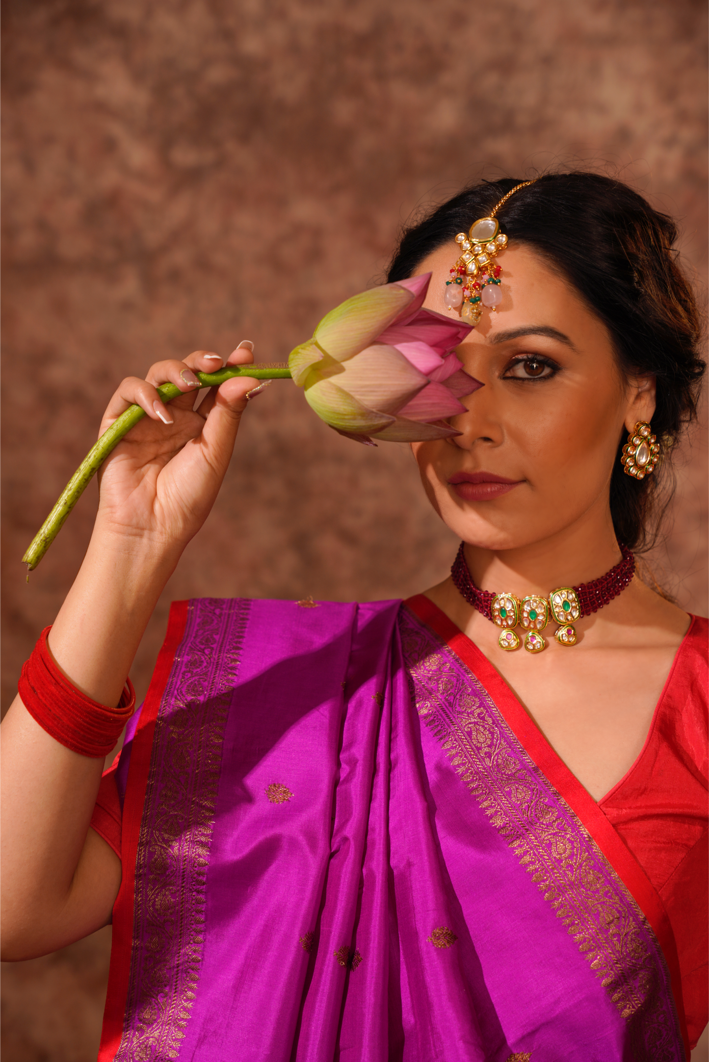 Purple Pure Katan Silk Handloom Banarasi Saree.