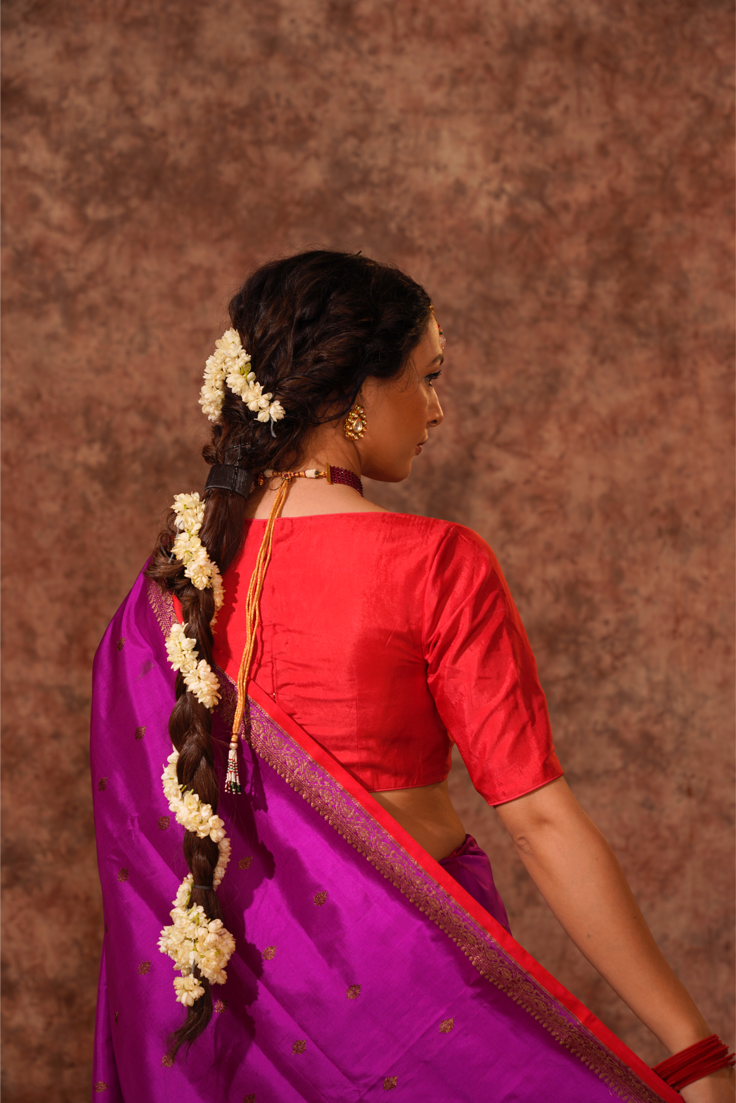 Purple Pure Katan Silk Handloom Banarasi Saree.
