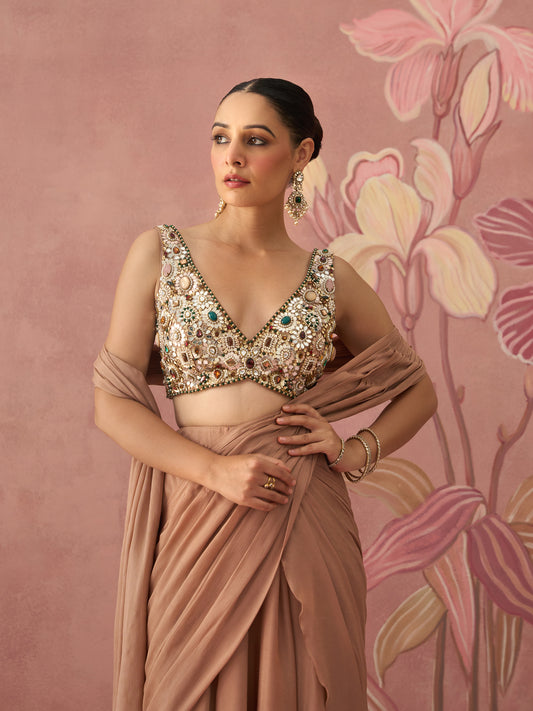 Diva Golden Draped Saree