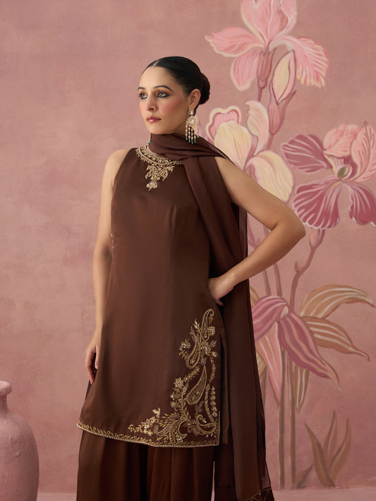 Mehrun Brown Farshi Salwar