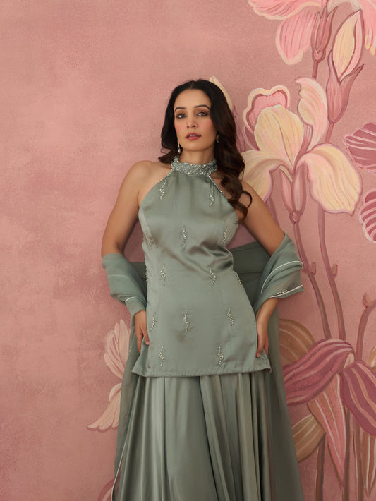 Inaara Blue Sharara Set