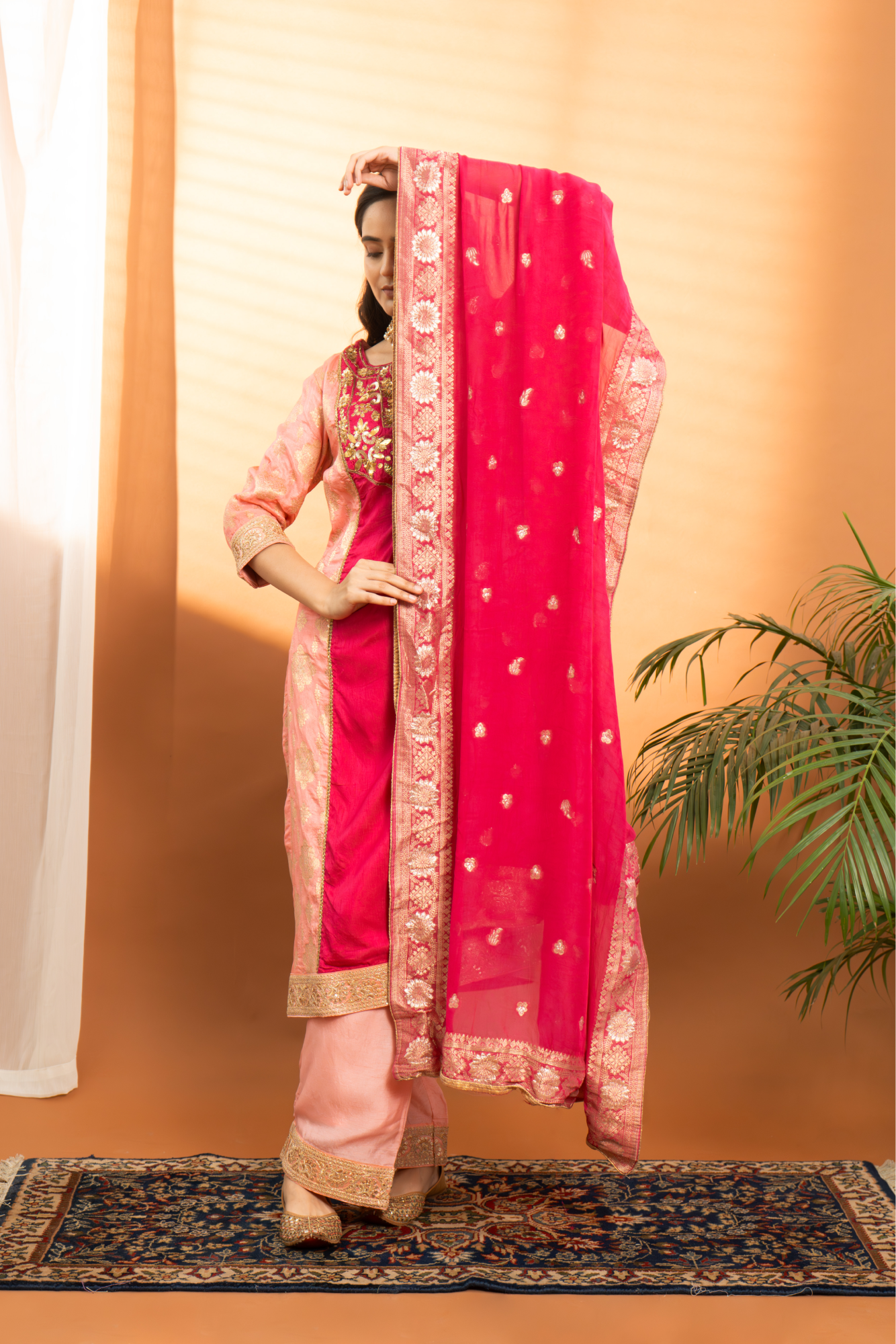 Gulab Pure Dola Silk Hand Embroidered Straight Kurta Set