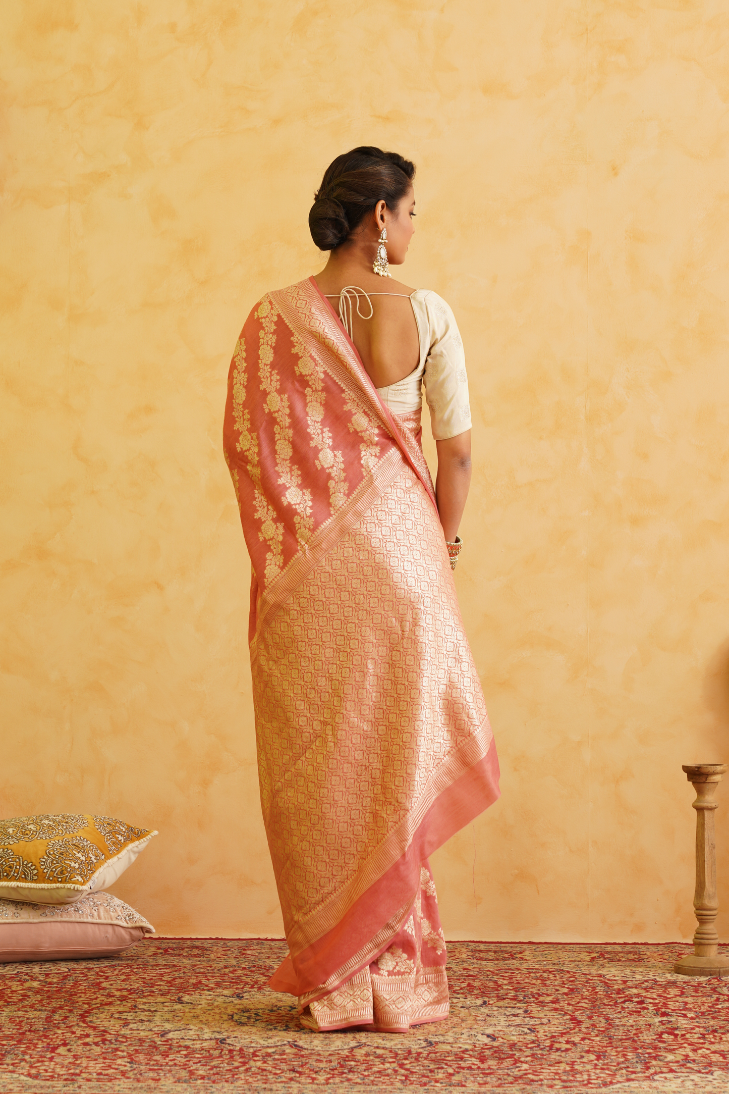 Gajri Pink Pure Moonga Silk Handloom Banarasi Saree