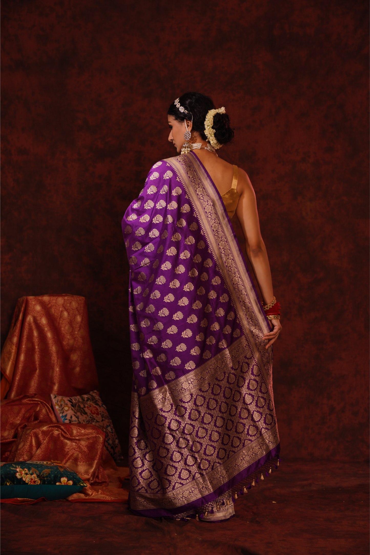 Amethyst Purple Pure Katan Silk Handloom Banarasi Saree.