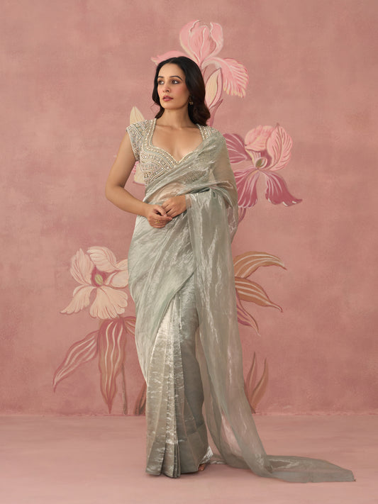 Ziva Blue Tissue Saree