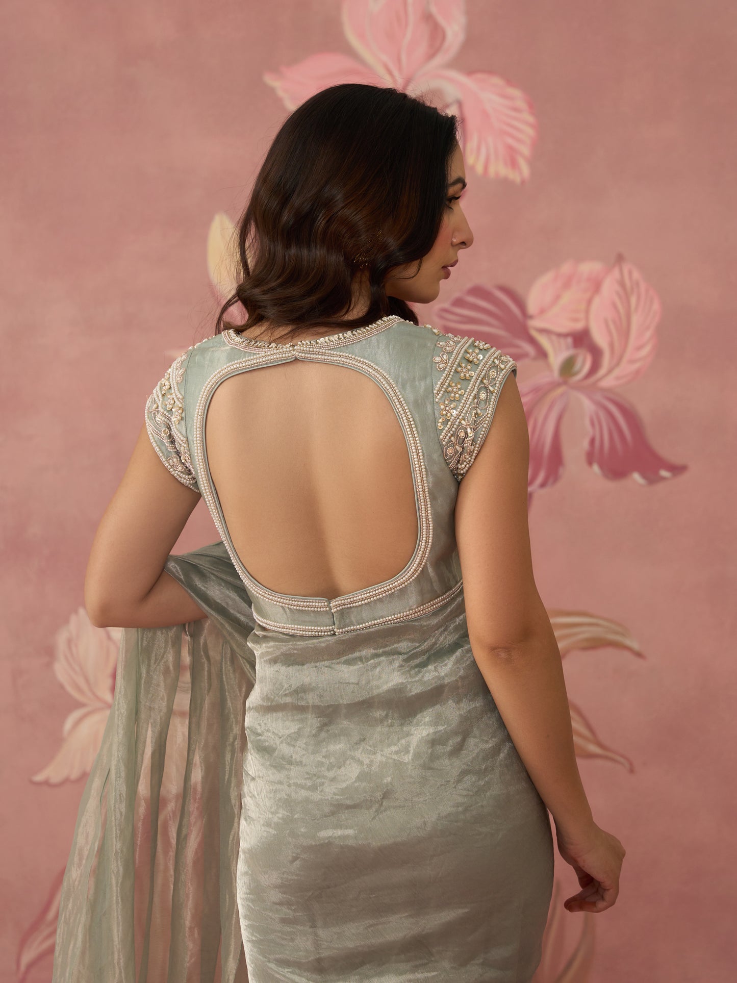 Ziva Blue Tissue Saree