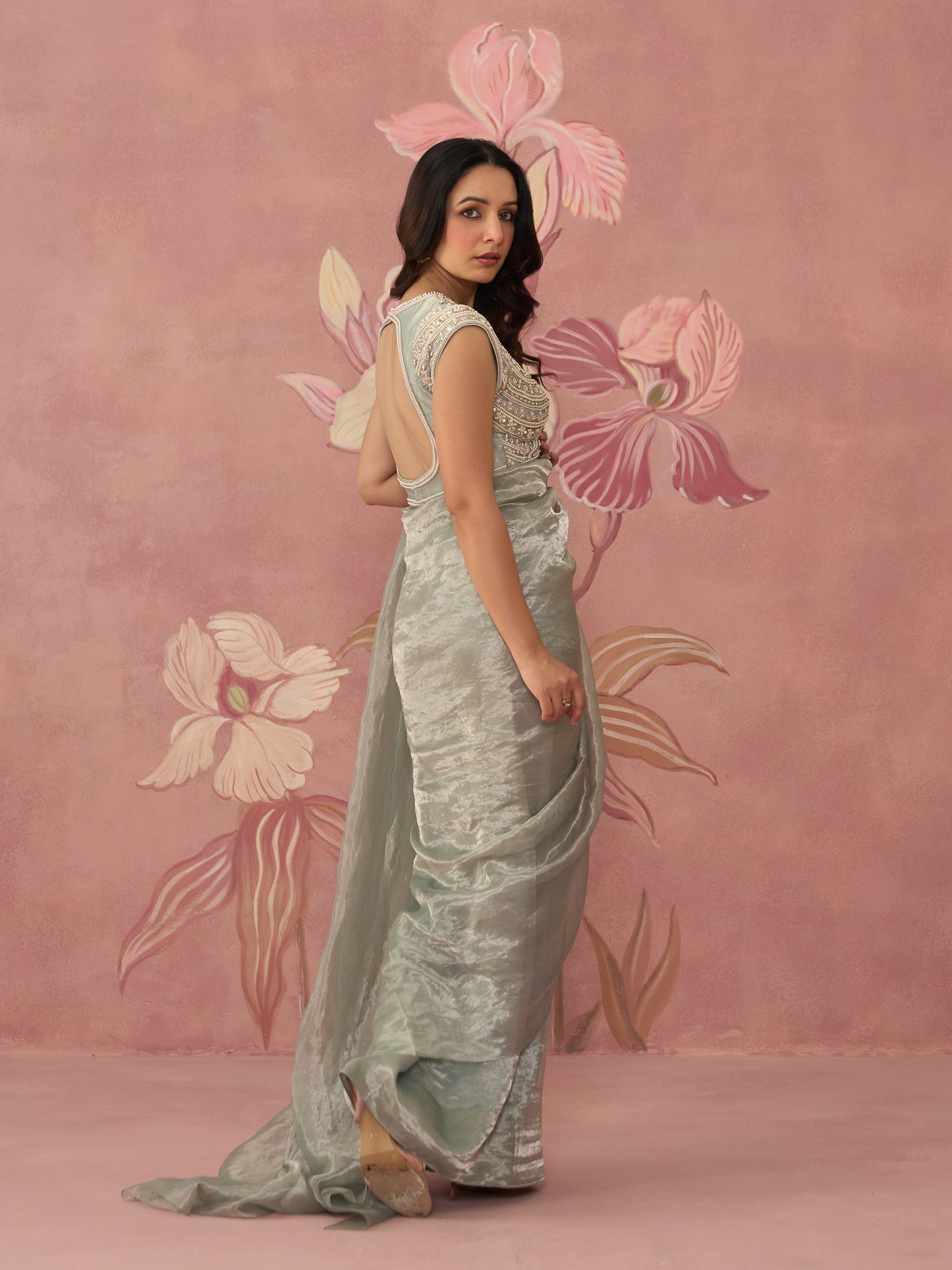 Ziva Blue Tissue Saree