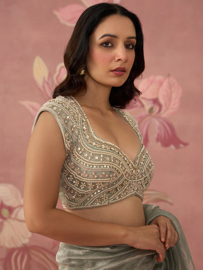 Ziva Blue Tissue Saree