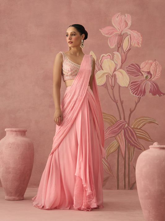 Amaira Pink Drape Saree