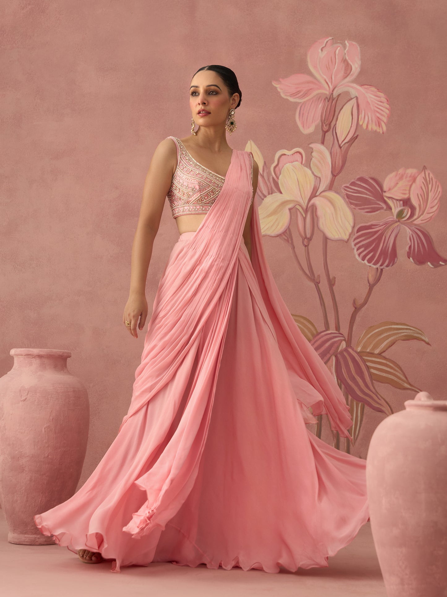 Amaira Pink Drape Saree