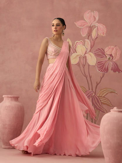 Amaira Pink Drape Saree