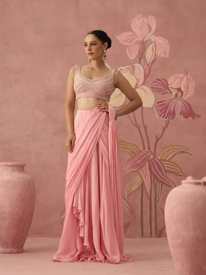 Amaira Pink Drape Saree