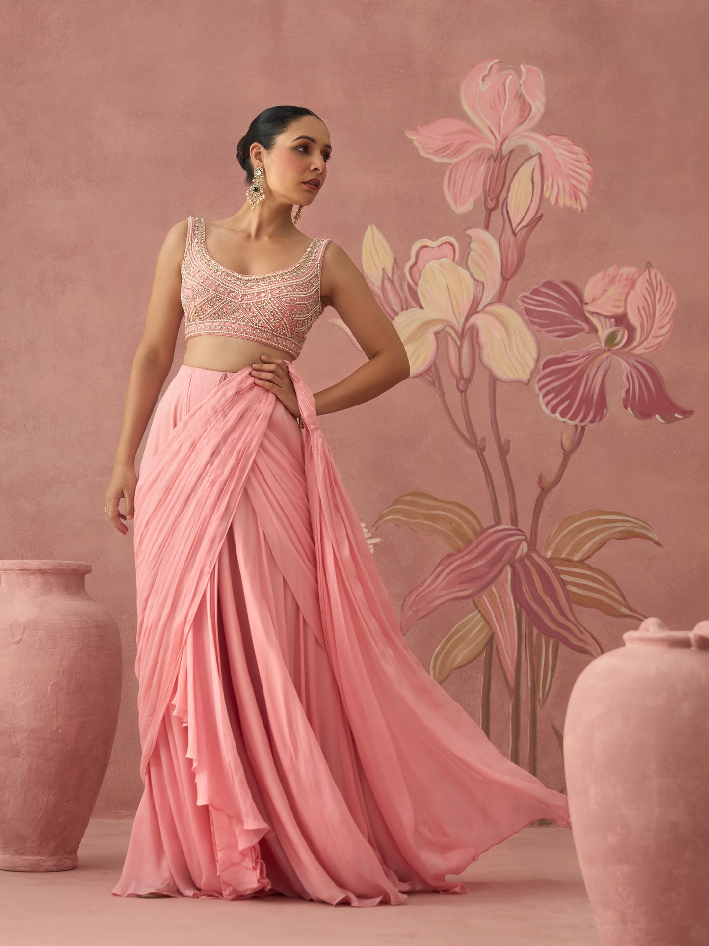 Amaira Pink Drape Saree