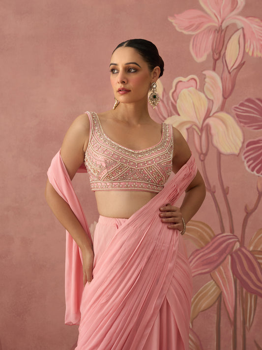 Amaira Pink Drape Saree