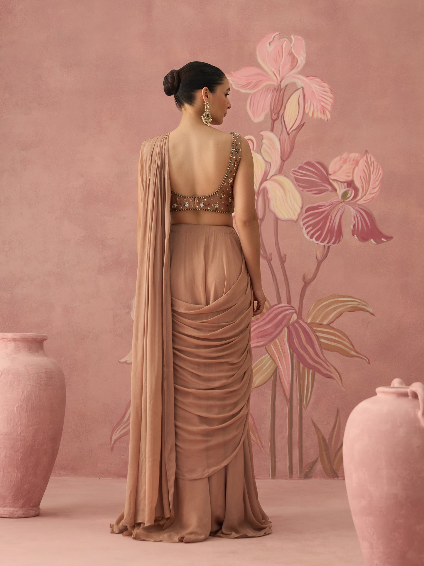 Diva Golden Draped Saree