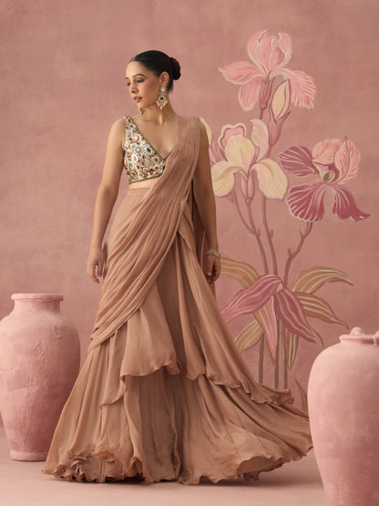 Diva Golden Draped Saree