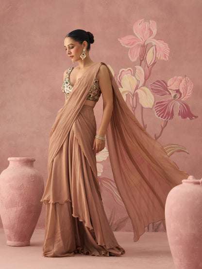 Diva Golden Draped Saree