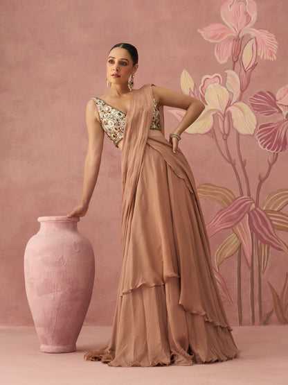 Diva Golden Draped Saree