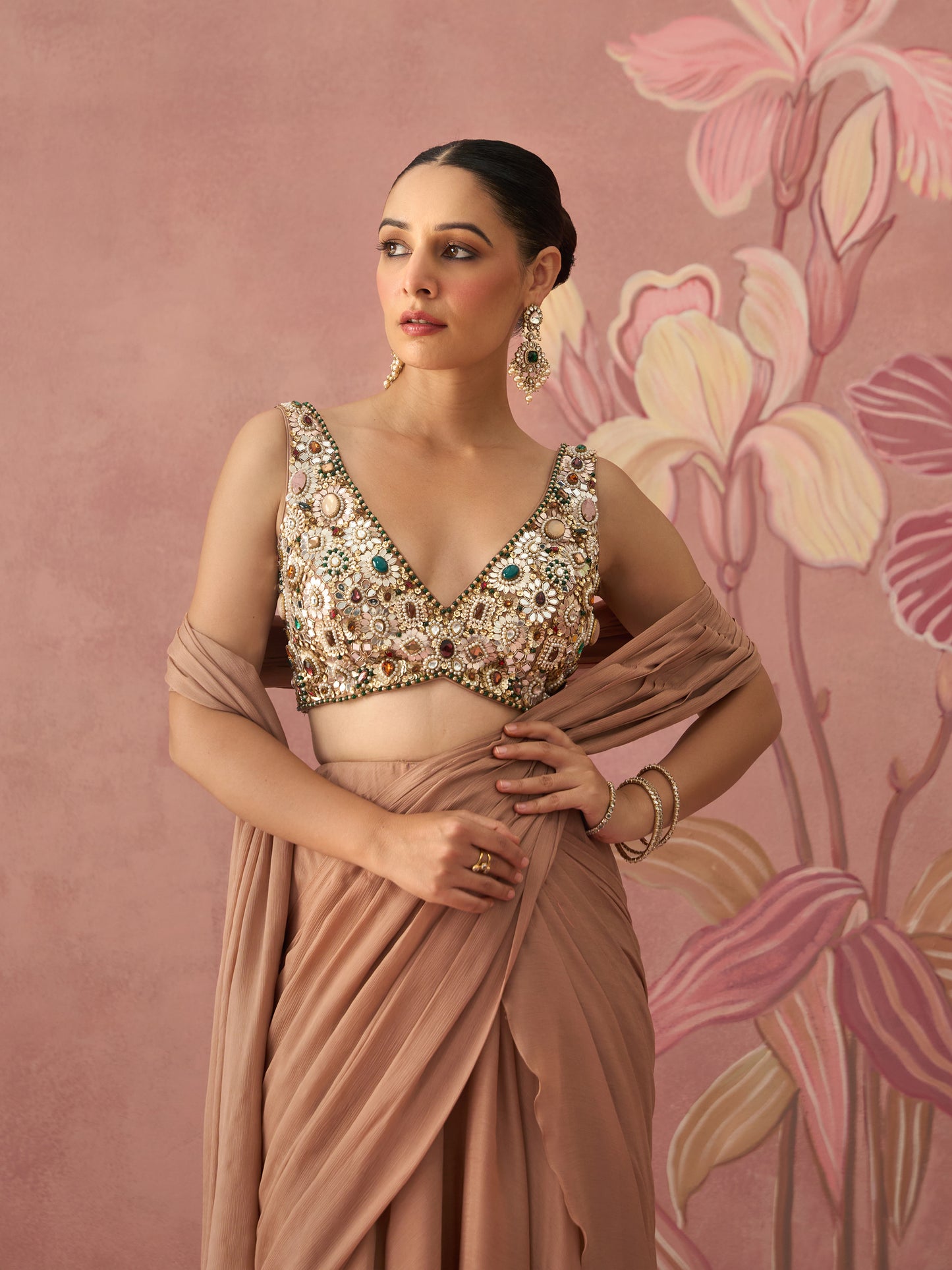 Diva Golden Draped Saree