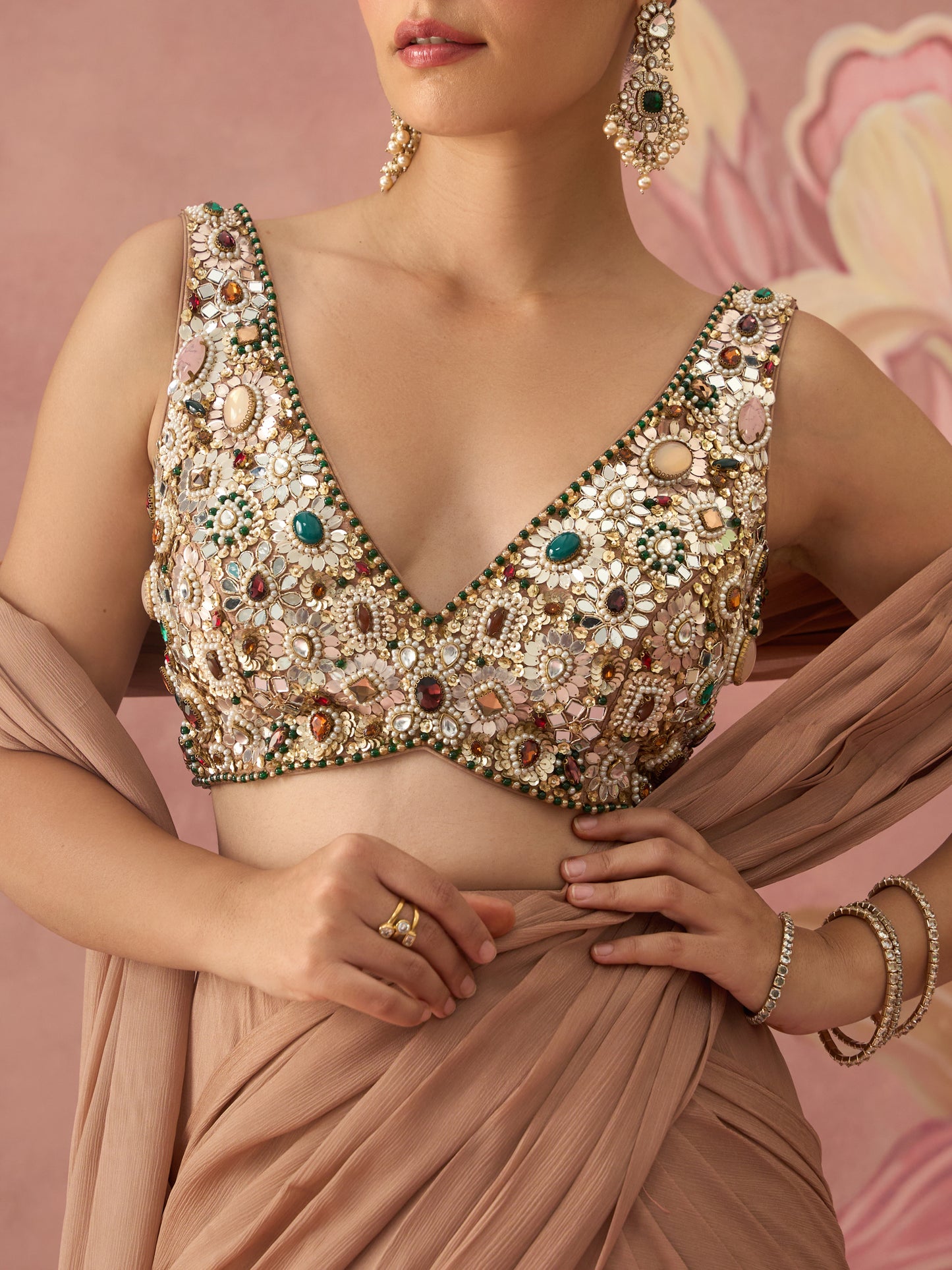 Diva Golden Draped Saree