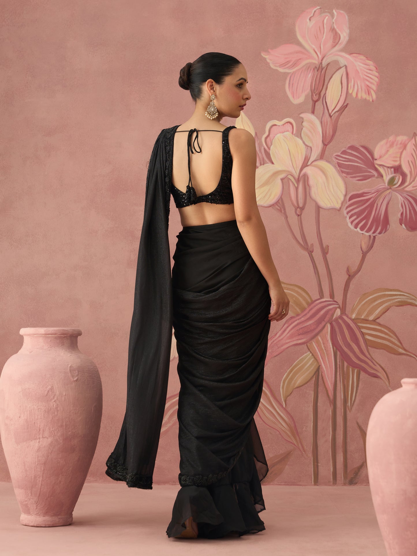 Kiara Black Draped Saree