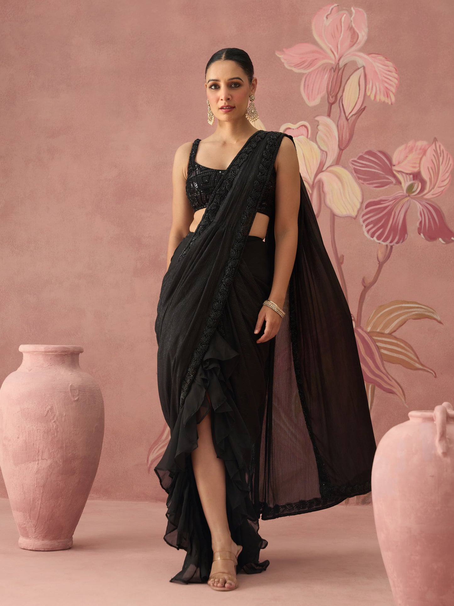Kiara Black Draped Saree